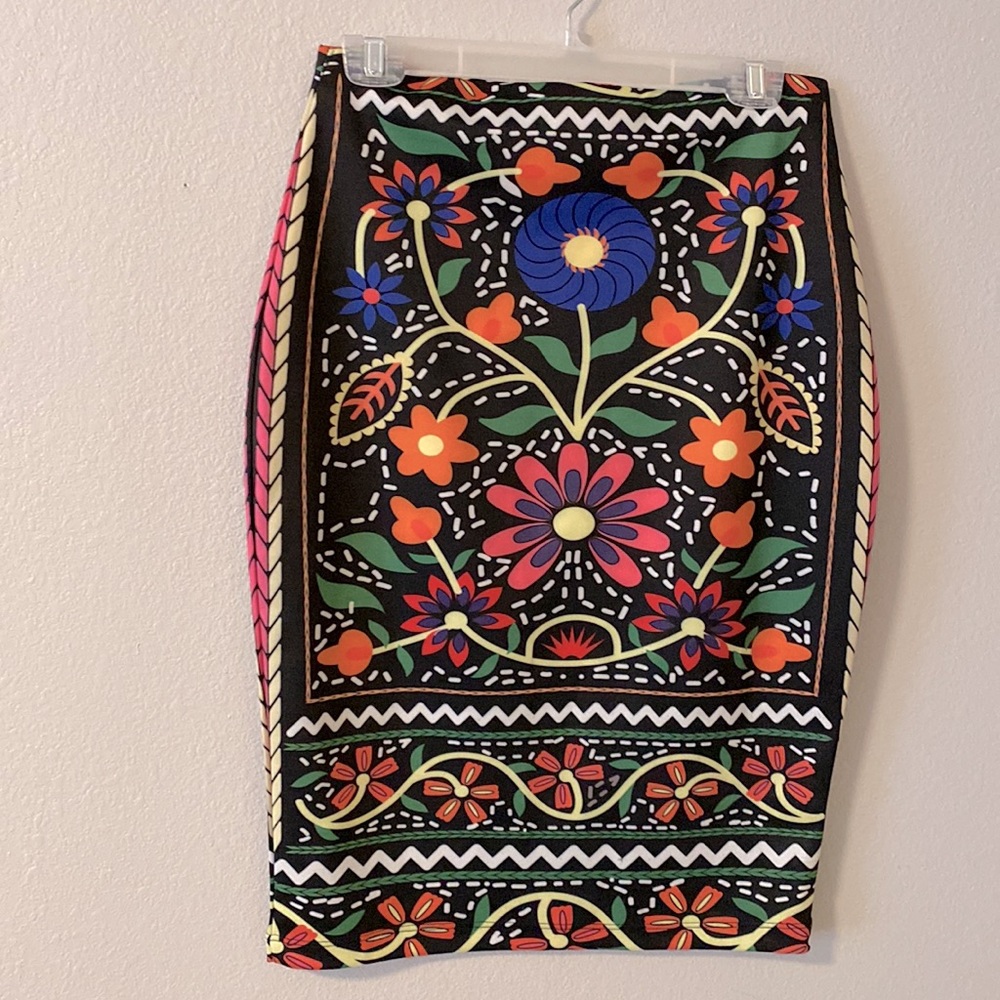 Solei Fiesta Multicolor Pencil Midi-skirt Size Medium - Picture 2 of 5